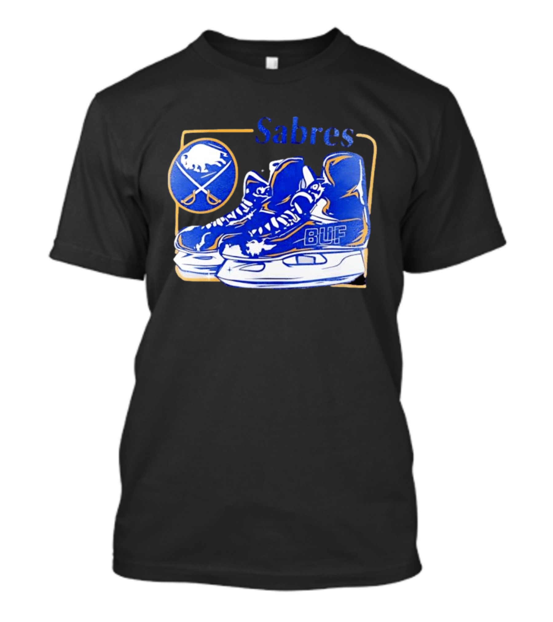 Sabres BUF Skates With Buffalo And Crossed Sabers T-Shirt