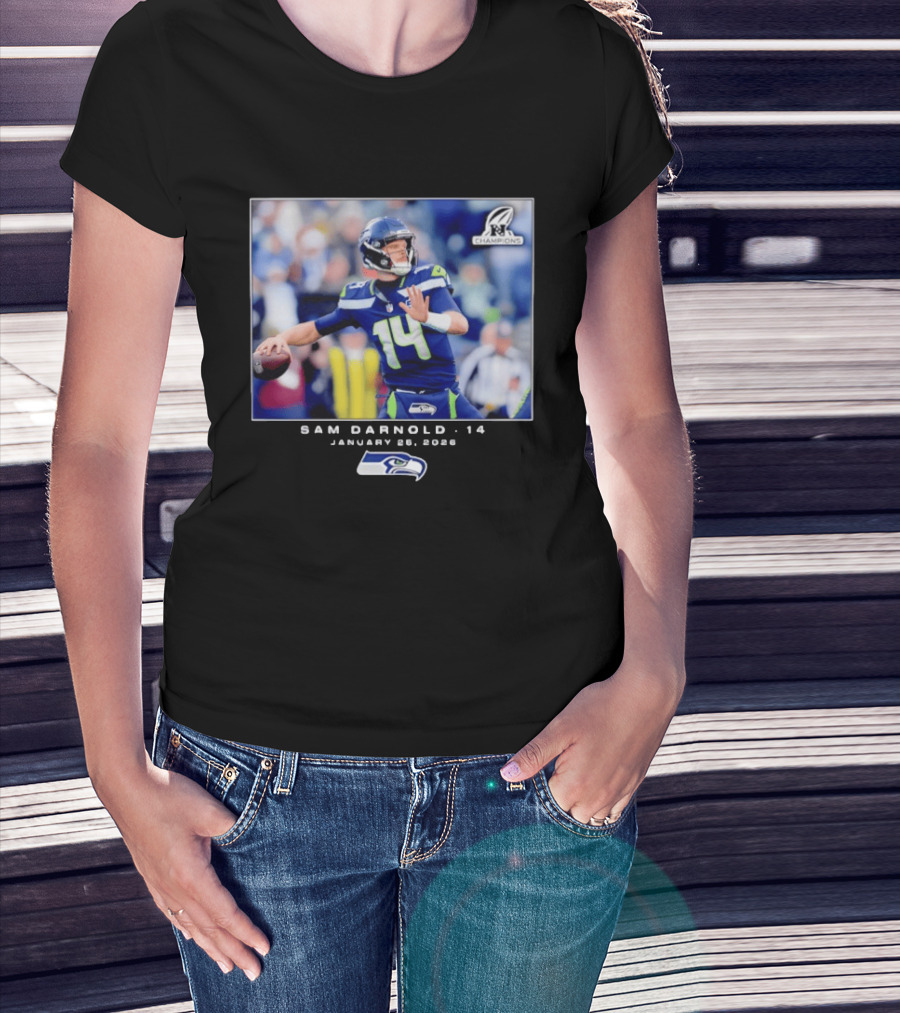 Sam Darnold 14 Seattle Seahawks January 26 2020 NFL Champions T-Shirt