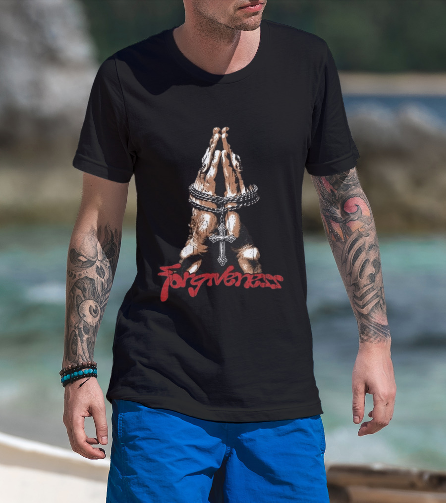 Forgiveness Praying Hands Crucifix Necklace T-Shirt