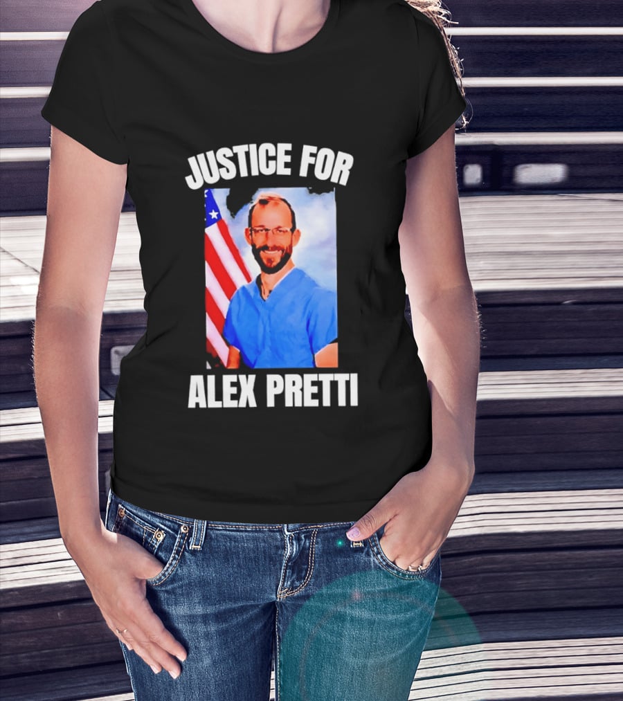 Justice For Alex Pretti American Flag T-Shirt