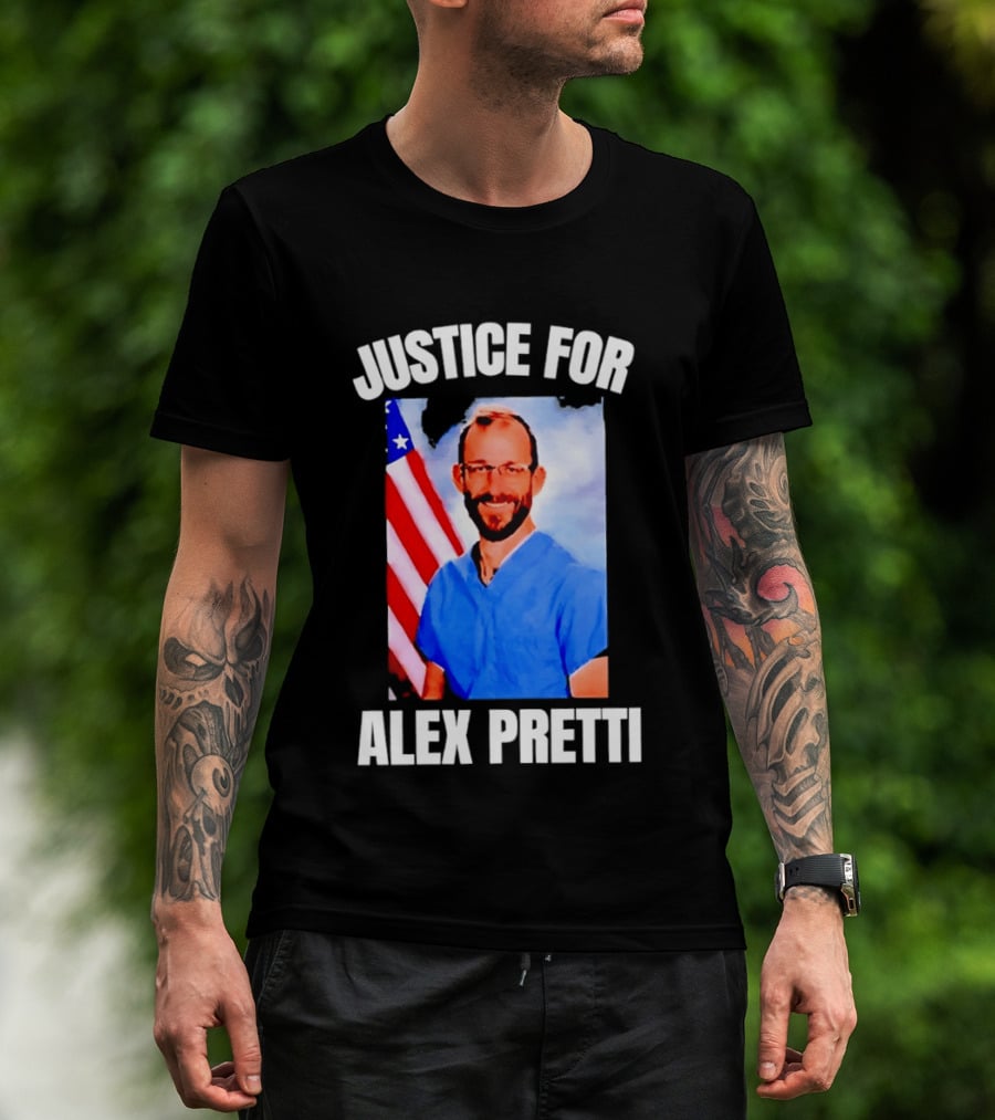 Justice For Alex Pretti American Flag T-Shirt