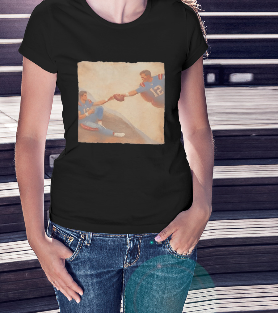 The Creation Of Tom Brady Passing Football To Drake Maye T-Shirt