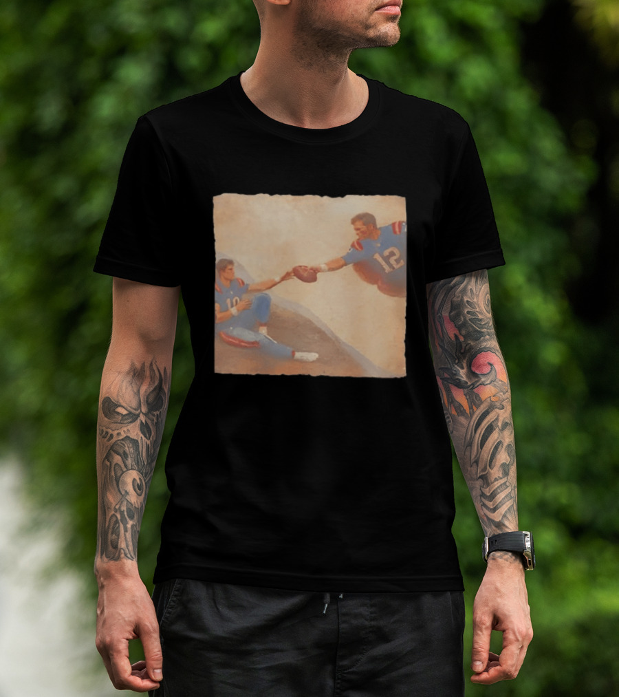 The Creation Of Tom Brady Passing Football To Drake Maye T-Shirt