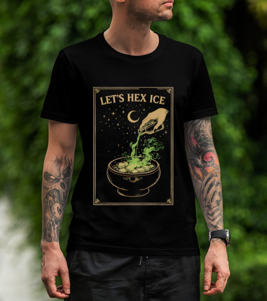 Let's Hex ICE Activist Witchy Protest Magic Potion Moon Stars T-Shirt