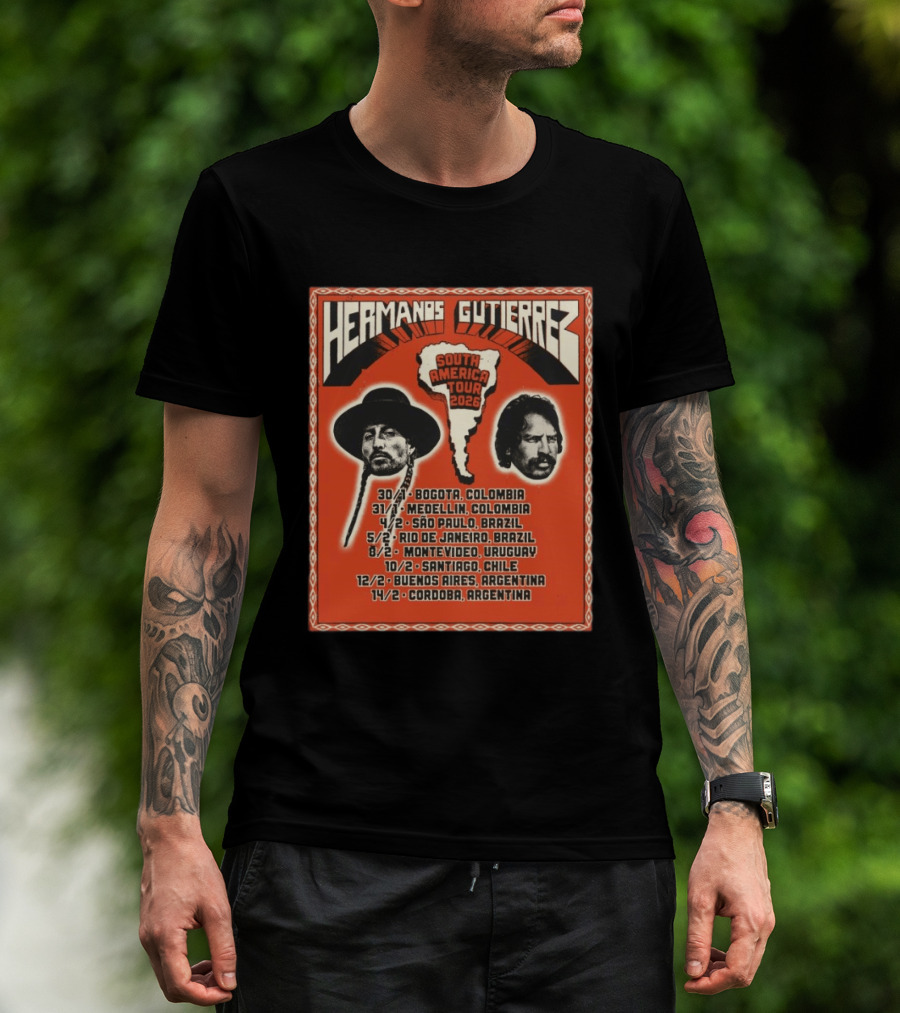 Hermanos Gutiérrez South America Tour 2026 Bogotá Medellín São Paulo Rio De Janeiro Montevideo Santiago Buenos Aires Córdoba T-Shirt