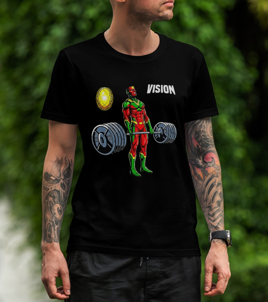 Vision Superhero Lifting Weights Gym Motivation T-Shirt