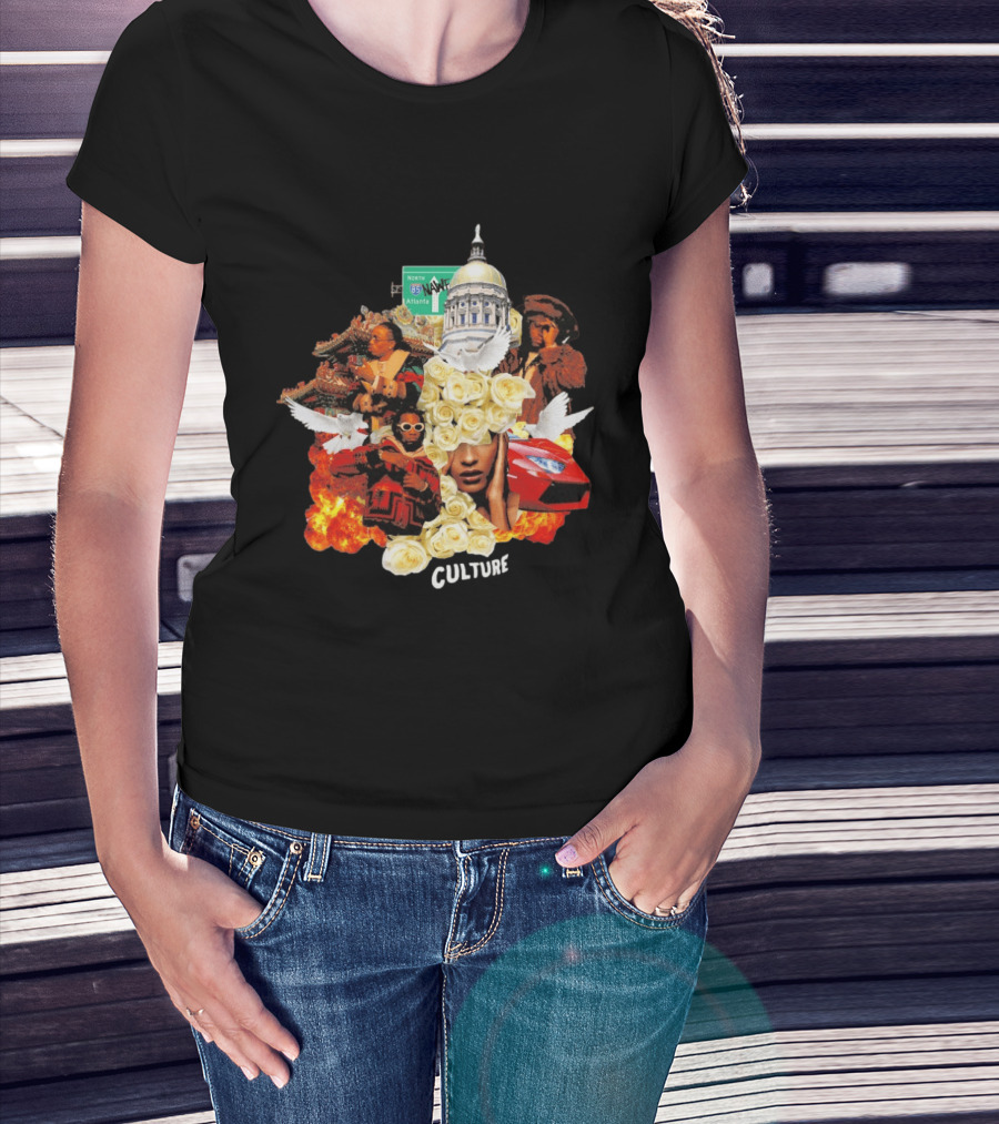 Bravado Migos Culture Album Cover Atlanta Capitol Roses Collage T-Shirt