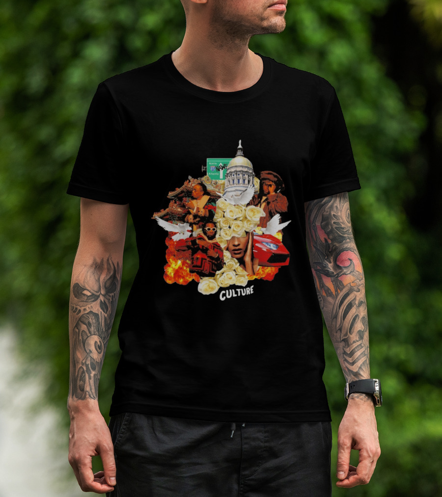 Bravado Migos Culture Album Cover Atlanta Capitol Roses Collage T-Shirt