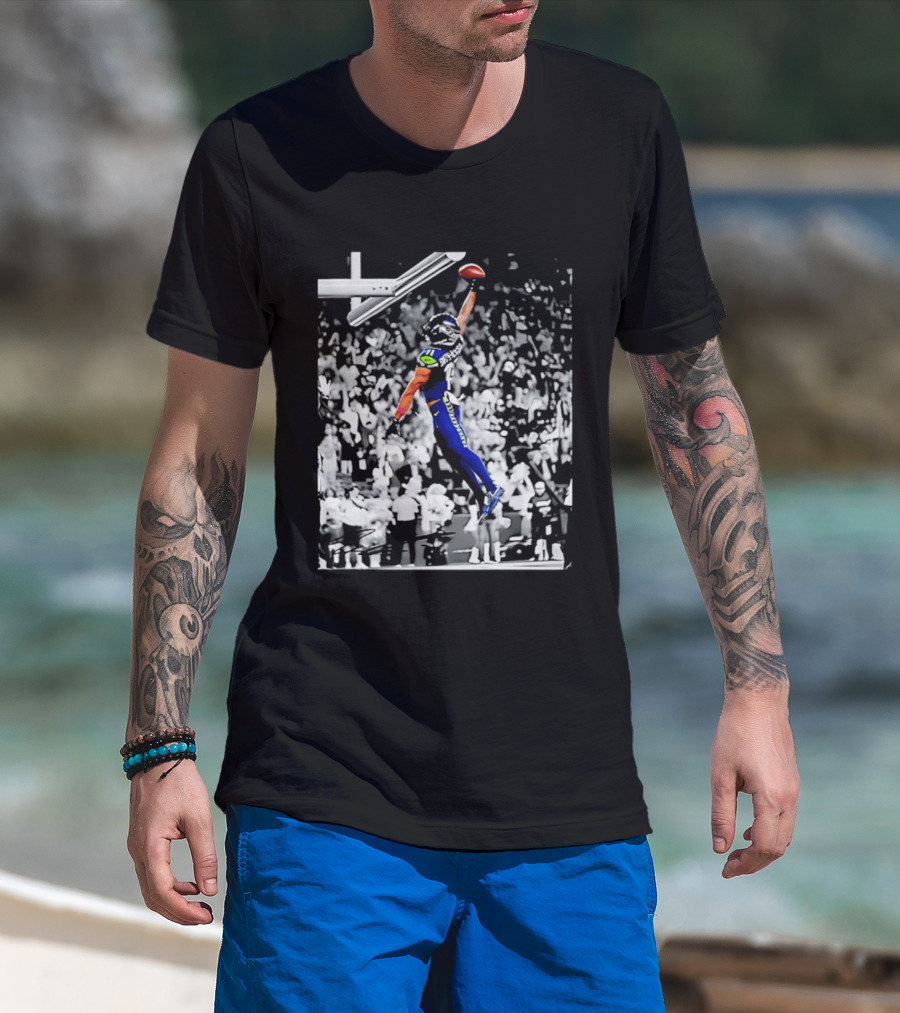 Jaxon Smith Njigba Seattle Seahawks Jumping Football Catch Legend T-Shirt
