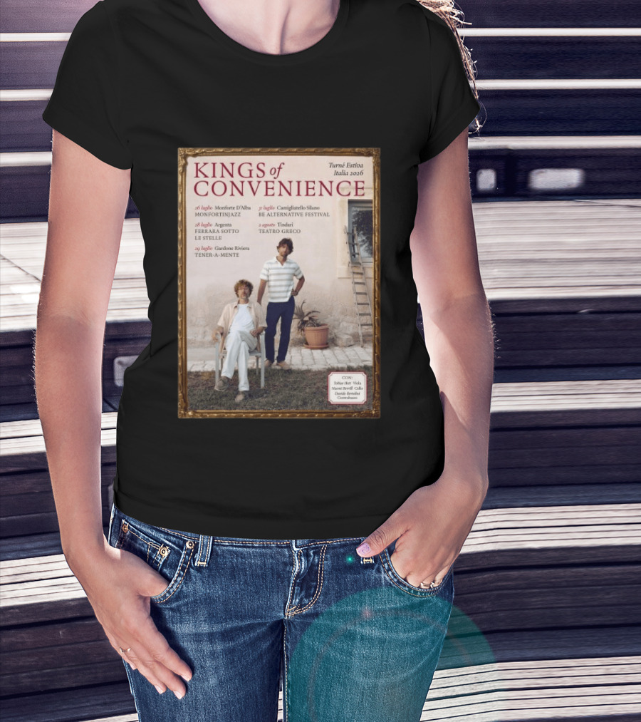 Kings Of Convenience Turne Estiva Italia 2026 Monfortinjazz Ferrara Tener A Mente Teatro Greco Festival T-Shirt