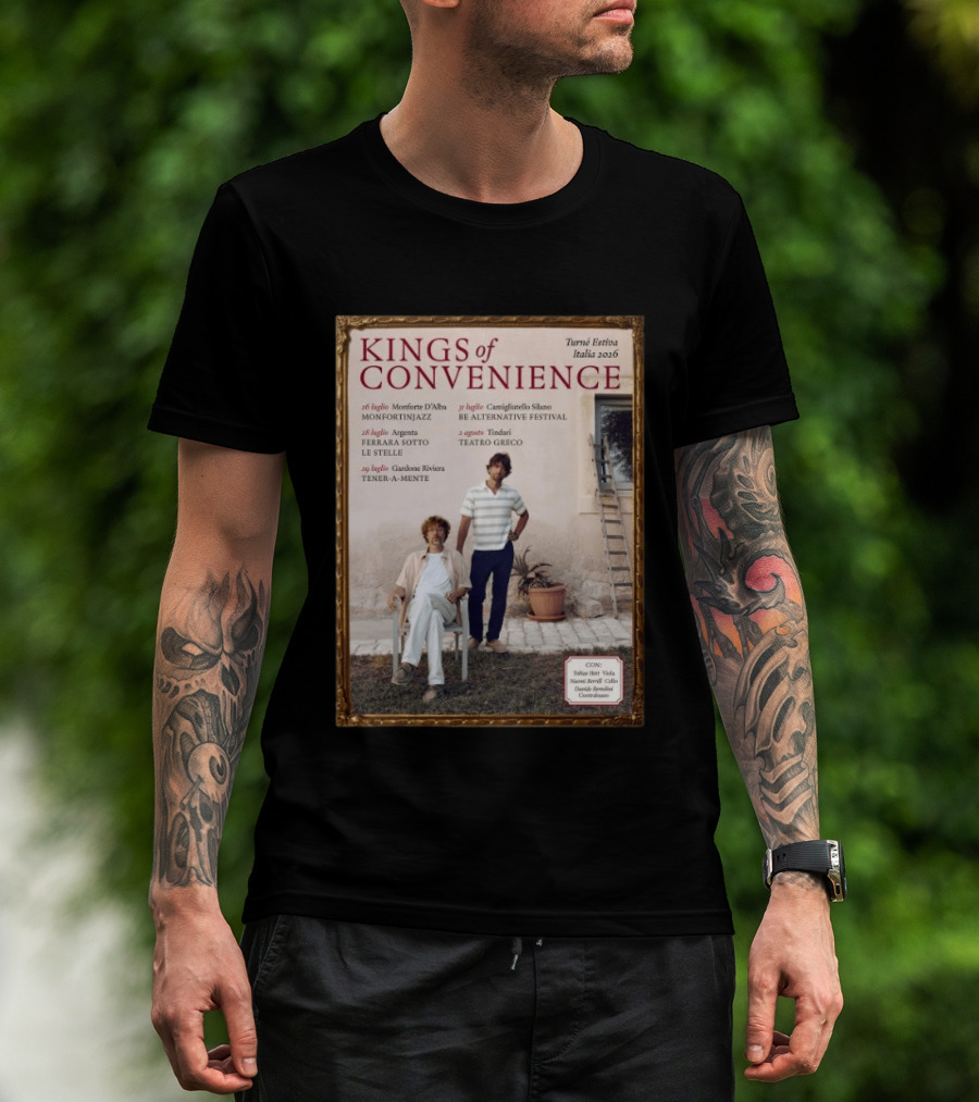 Kings Of Convenience Turne Estiva Italia 2026 Monfortinjazz Ferrara Tener A Mente Teatro Greco Festival T-Shirt