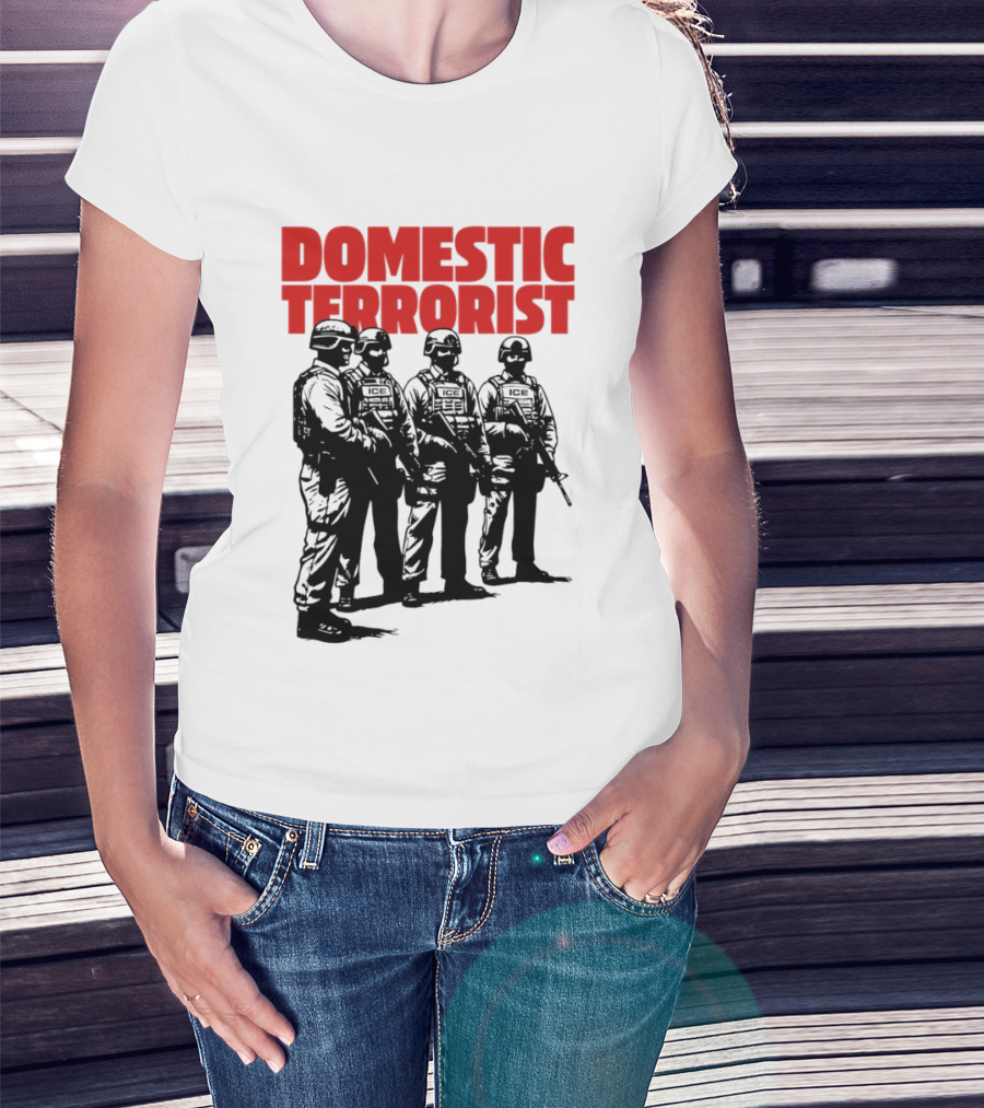 Domestic Terrorist Abolish ICE Tactical Units Silhouette Protest T-Shirt