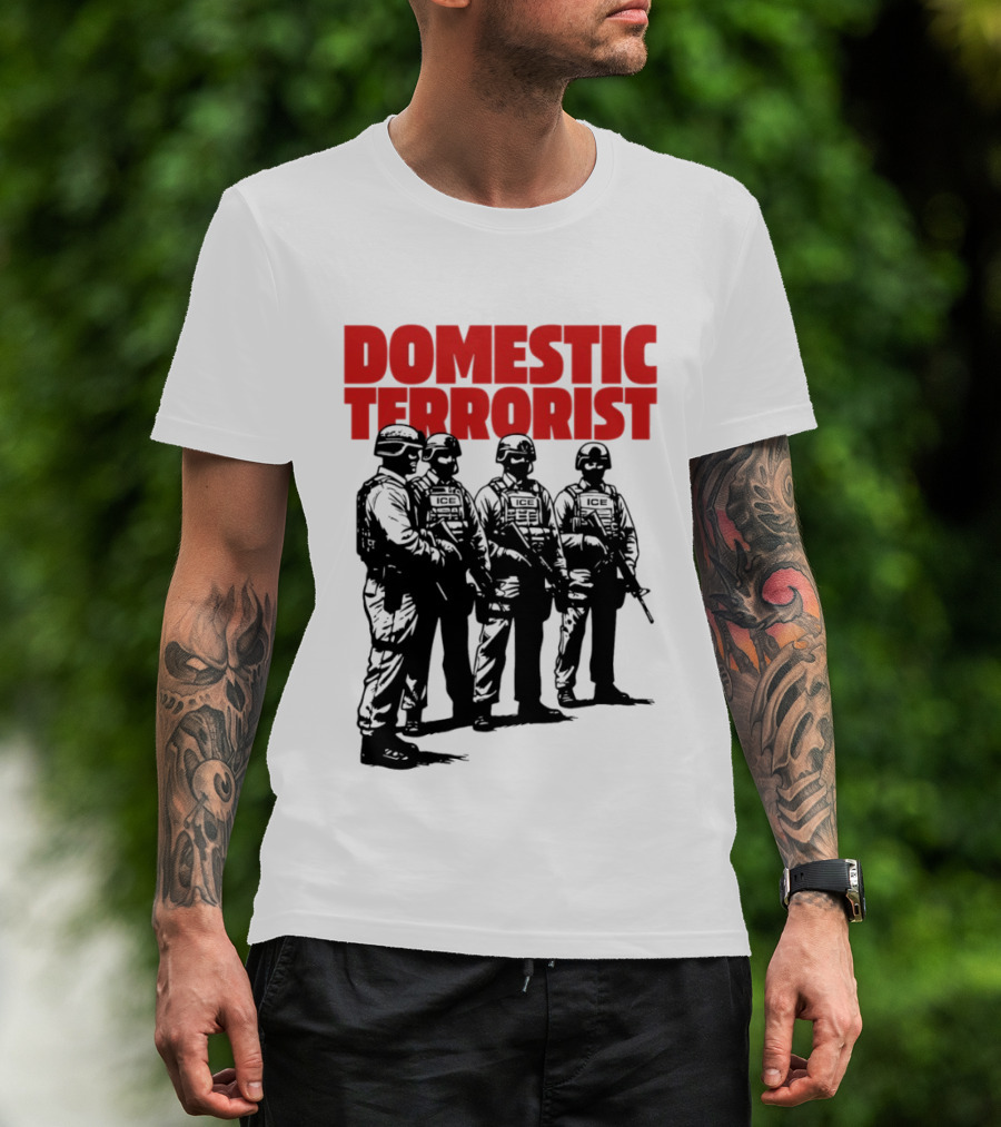 Domestic Terrorist Abolish ICE Tactical Units Silhouette Protest T-Shirt
