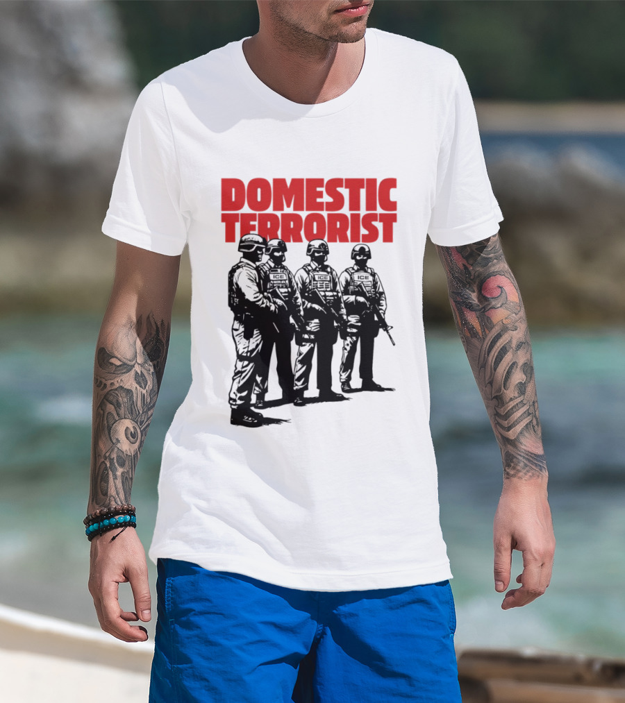 Domestic Terrorist Abolish ICE Tactical Units Silhouette Protest T-Shirt