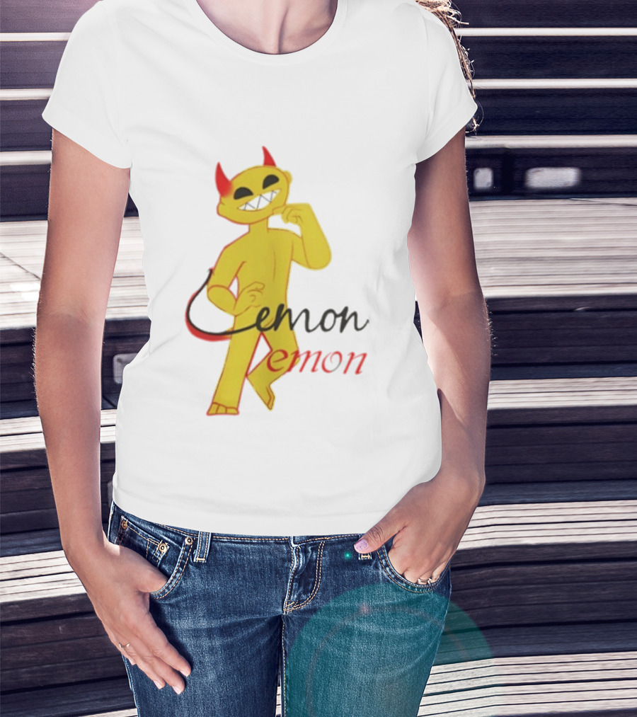 Demon Heavy Blend Lemon Demon Red Horns Yellow T-Shirt