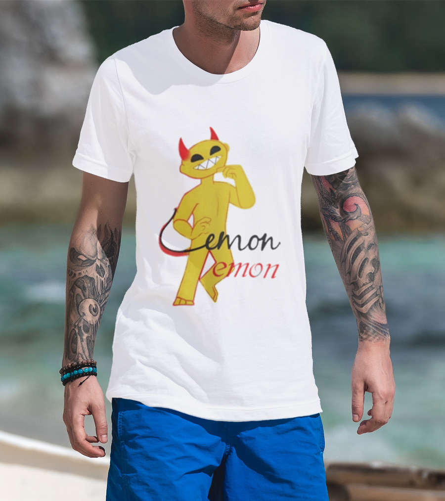 Demon Heavy Blend Lemon Demon Red Horns Yellow T-Shirt