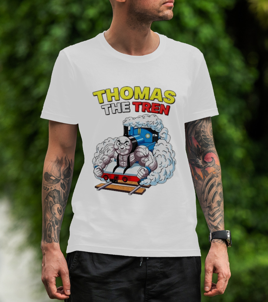 THOMAS THE TREN Cartoon Muscular Engine Puffing Steam T-Shirt