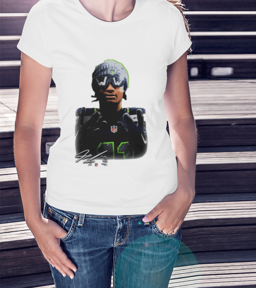 Jaxon Smith Njigba Seattle Seahawks Beanie Bling WW Sunglasses NFL Player Signature T-Shirt