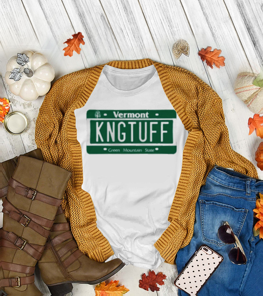 Vermont Kngtuff Green Mountain State License Plate T-Shirt