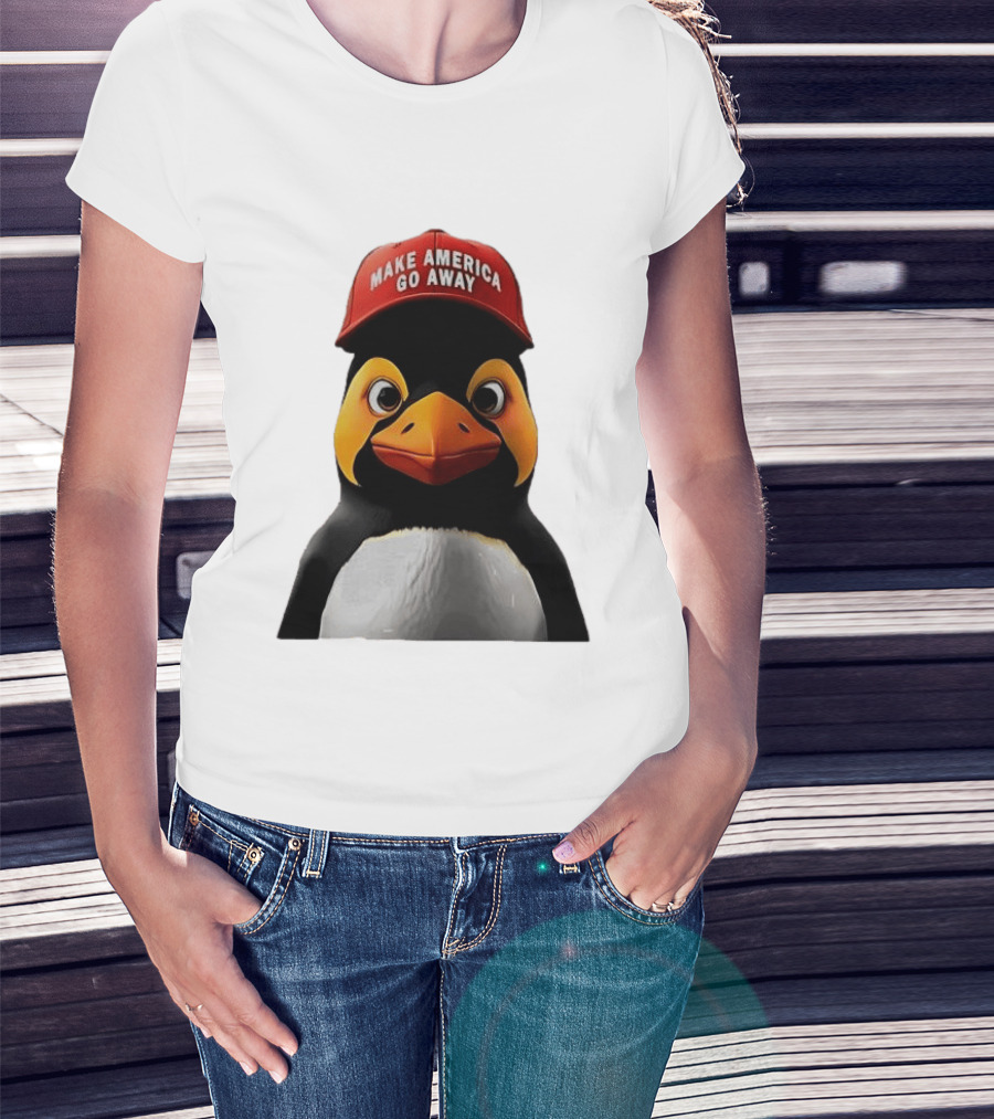 Make America Go Away Red Hat Penguin Iconic Humor T-Shirt
