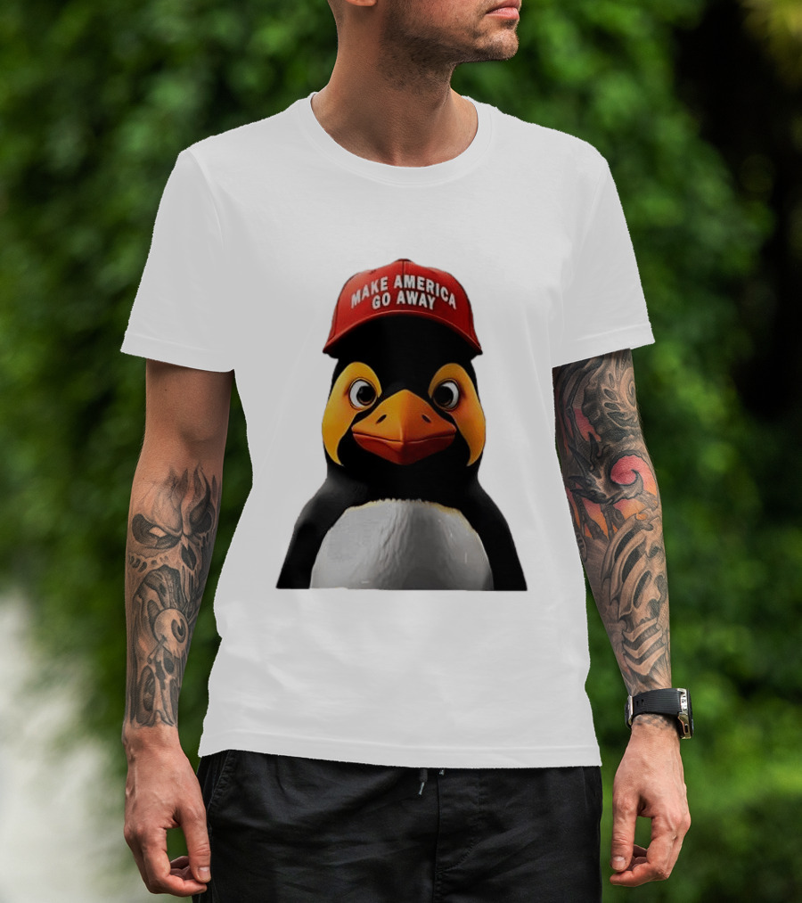 Make America Go Away Red Hat Penguin Iconic Humor T-Shirt