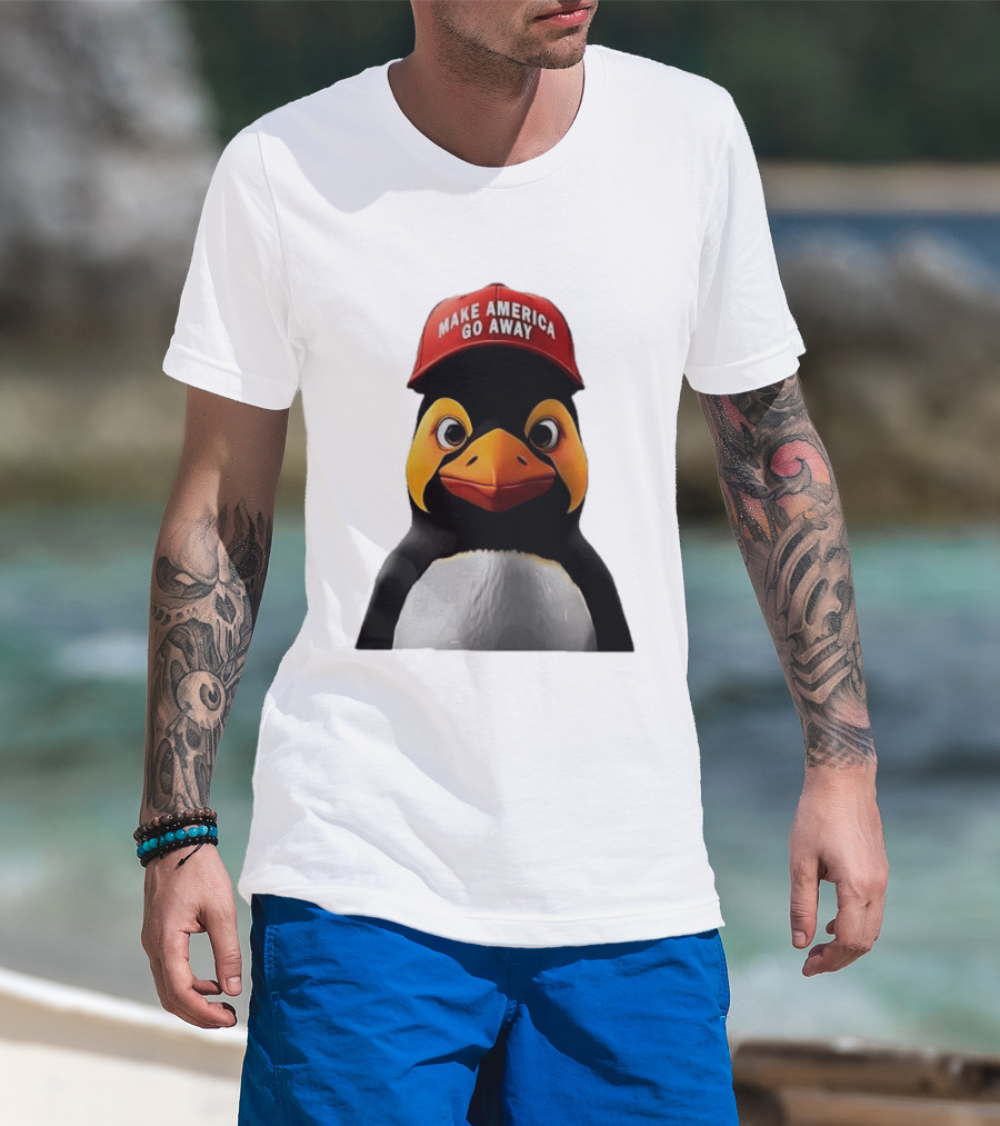 Make America Go Away Red Hat Penguin Iconic Humor T-Shirt