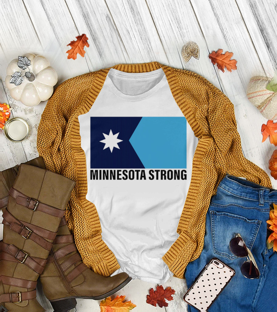 Minnesota Strong Star Icon Blue Rectangular Flag T-Shirt