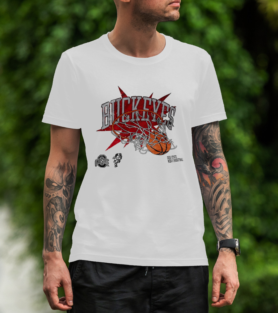 Ohio State Buckeyes Men's Basketball 2026 Dunking Basketball Hoop T-Shirt