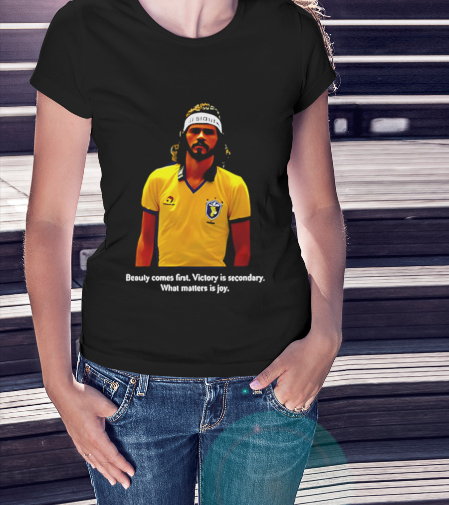 Beauty Comes First Victory Secondary Joy Matters Tennis Player Yellow T-Shirt