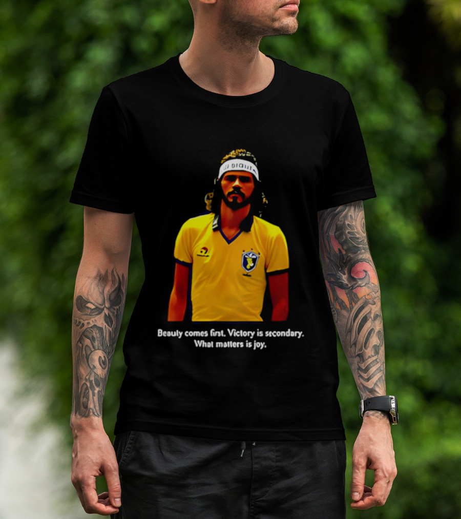 Beauty Comes First Victory Secondary Joy Matters Tennis Player Yellow T-Shirt