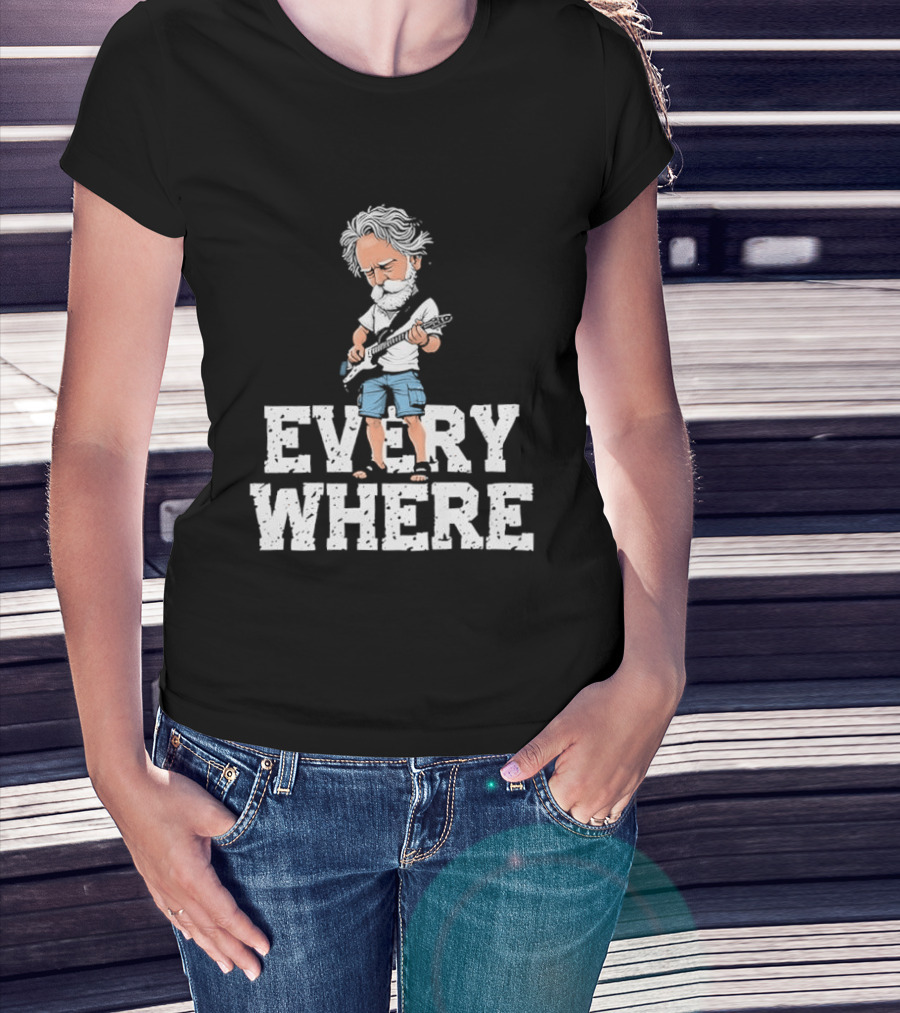 Bob Weir Grateful Dead Everywhere Character With Guitar T-Shirt
