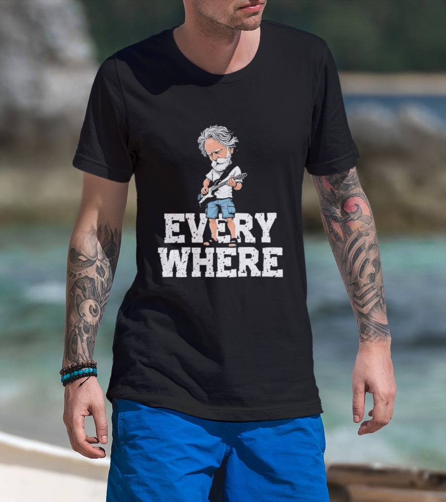 Bob Weir Grateful Dead Everywhere Character With Guitar T-Shirt