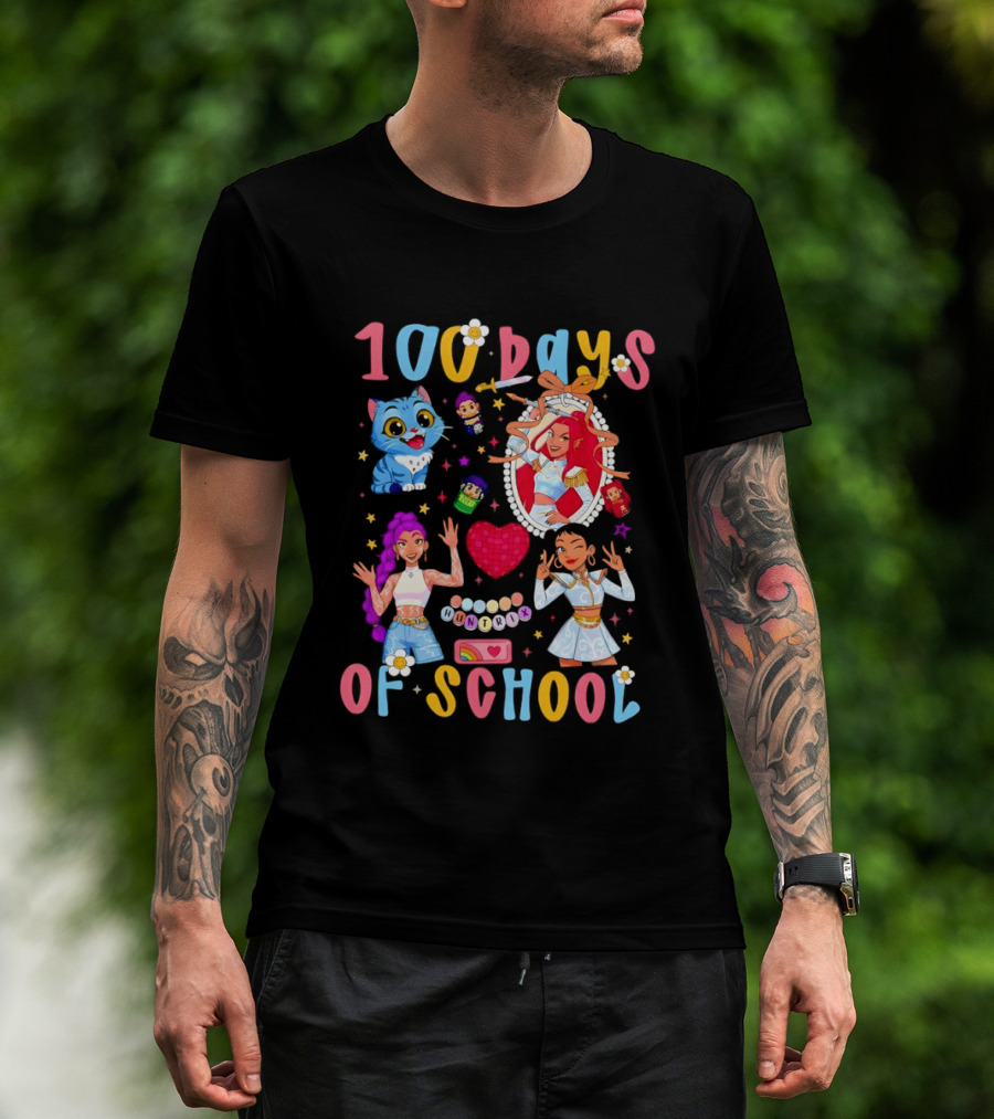 100 Days Of School Colorful Kpop Style Celebration T-Shirt