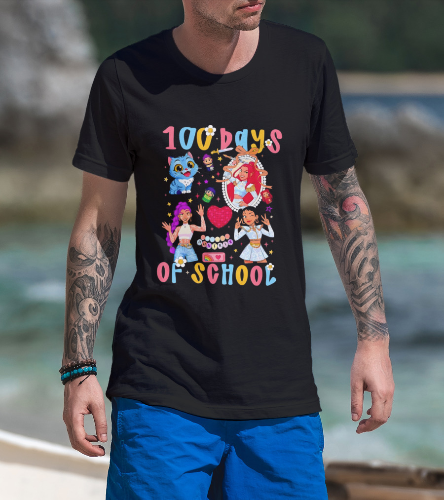 100 Days Of School Colorful Kpop Style Celebration T-Shirt