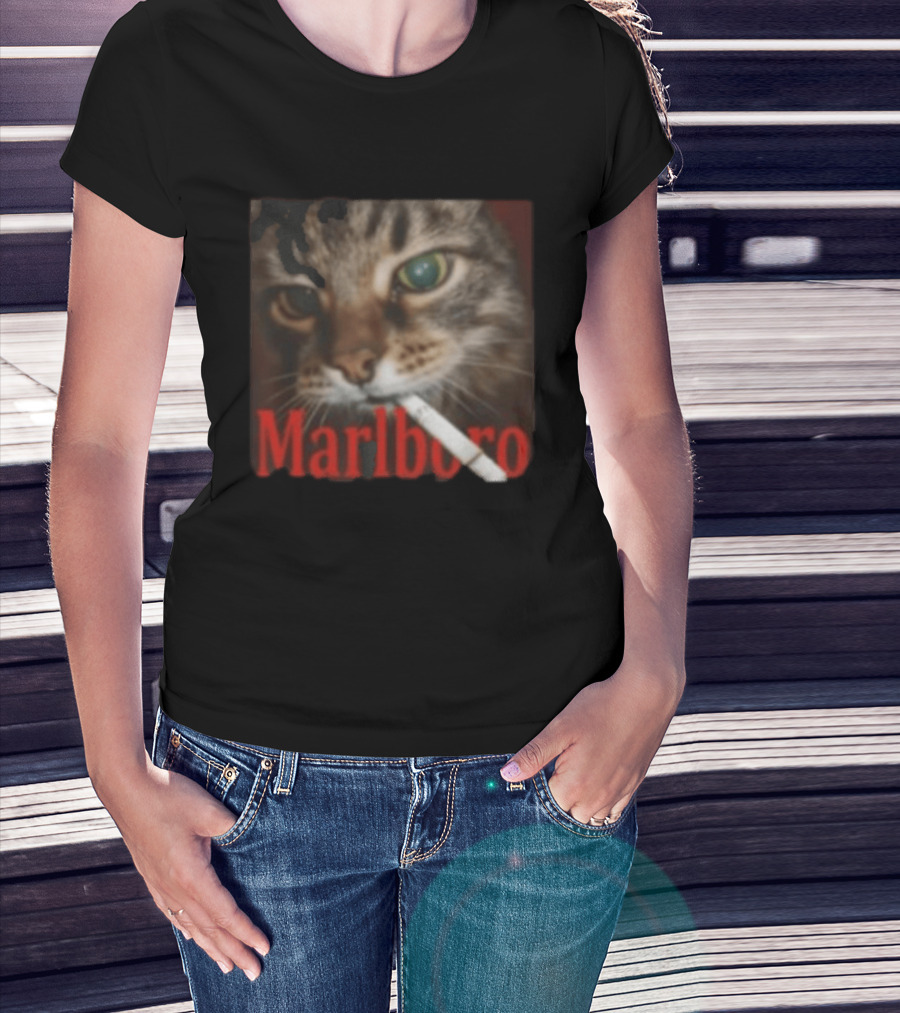 Marlboro Cat Smoking Image T-Shirt