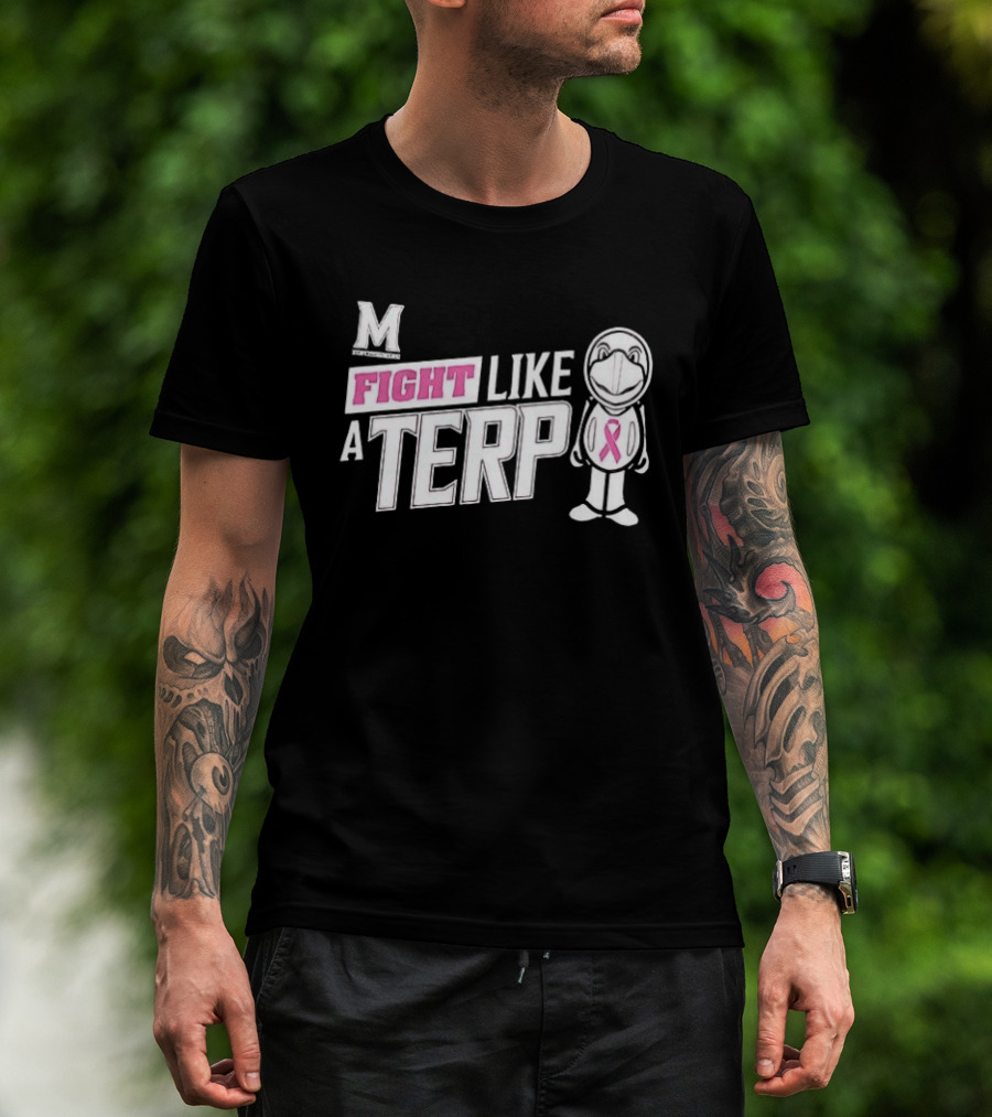 Maryland Terrapins Fight Like A Terp Breast Cancer Awareness Ribbon M T-Shirt