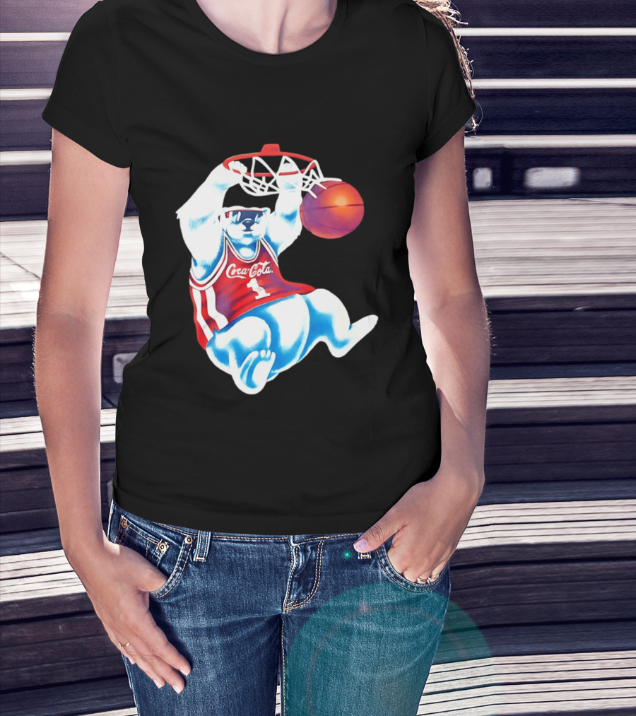 Coca Cola Polar Bear Basketball Dunk Red Jersey T-Shirt