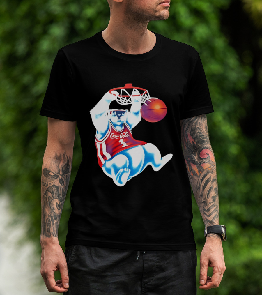 Coca Cola Polar Bear Basketball Dunk Red Jersey T-Shirt