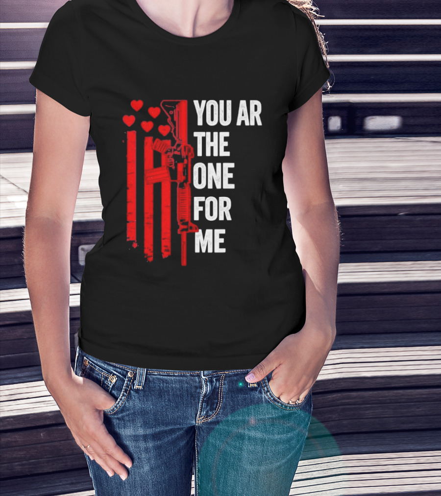 You Ar The One For Me Red Hearts Flag Visual T-Shirt