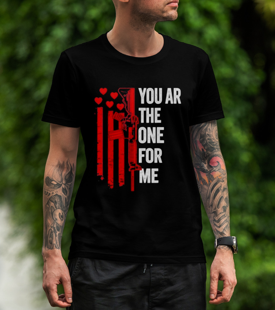You Ar The One For Me Red Hearts Flag Visual T-Shirt
