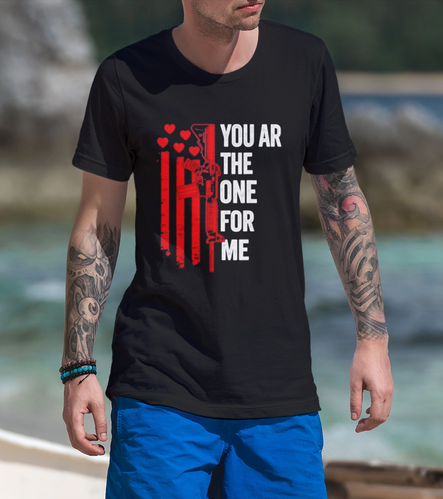 You Ar The One For Me Red Hearts Flag Visual T-Shirt