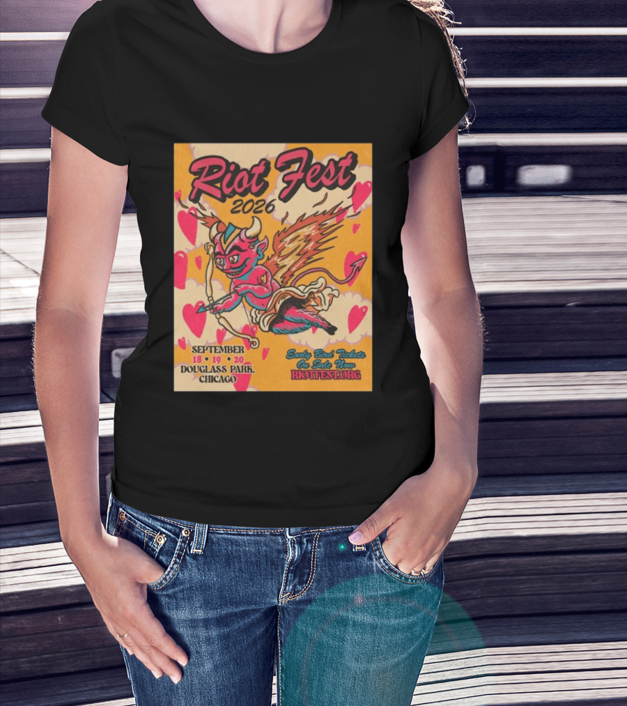 Riot Fest 2026 Douglass Park Chicago Sep 18 19 20 Devil Heart Wings T-Shirt
