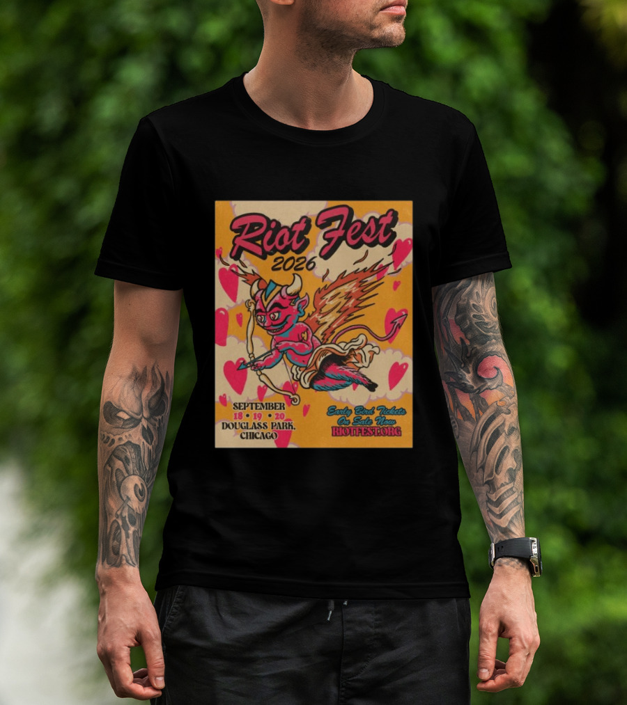 Riot Fest 2026 Douglass Park Chicago Sep 18 19 20 Devil Heart Wings T-Shirt