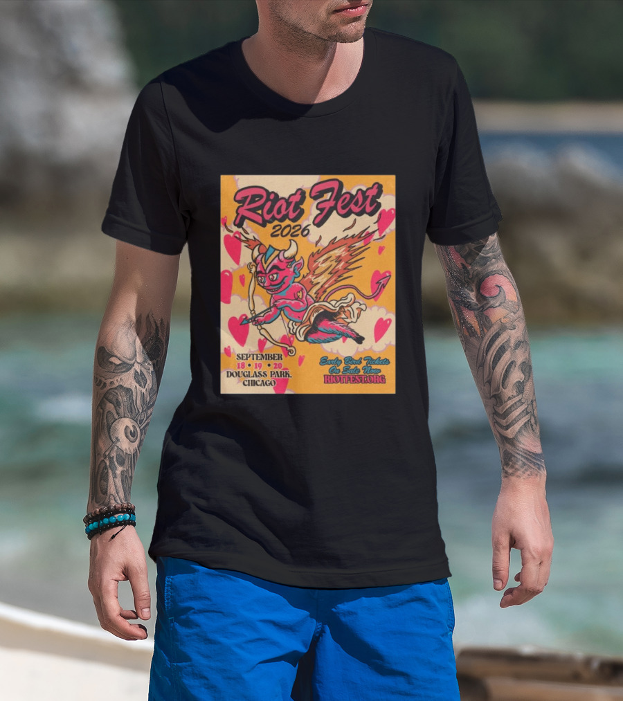 Riot Fest 2026 Douglass Park Chicago Sep 18 19 20 Devil Heart Wings T-Shirt