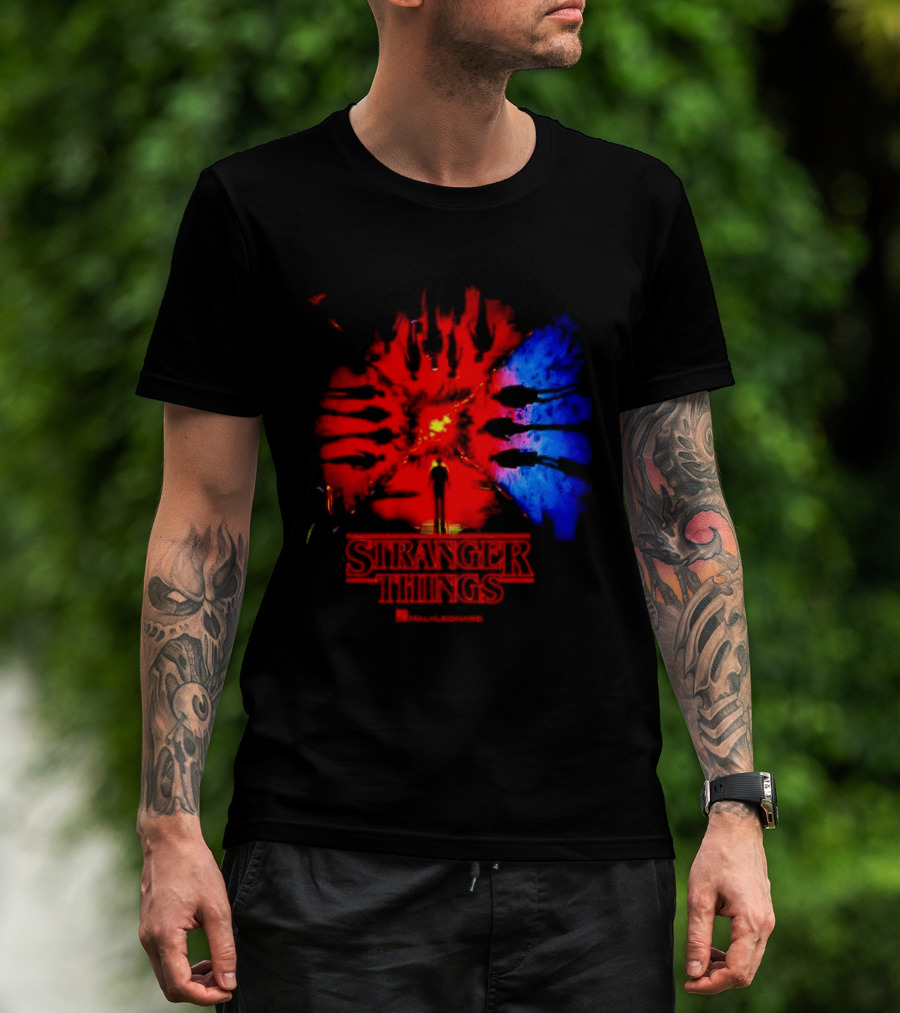 Stranger Things Music From The Netflix Red Blue Monster Burst T-Shirt