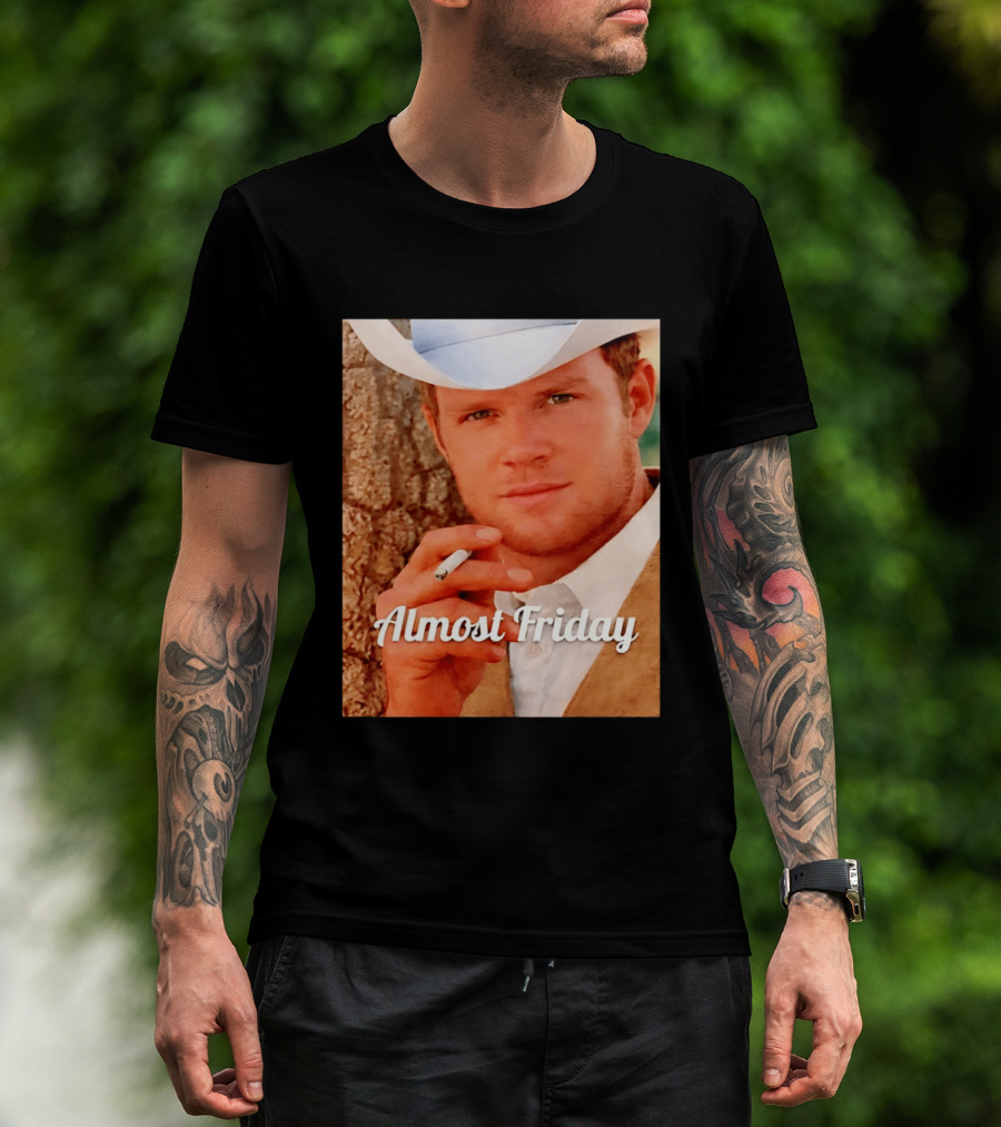 Almost Friday Cowboy Smoking Cigarette T-Shirt