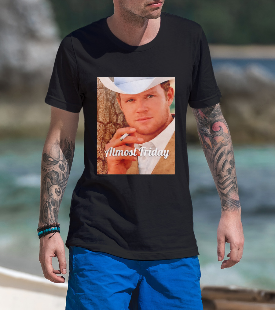 Almost Friday Cowboy Smoking Cigarette T-Shirt