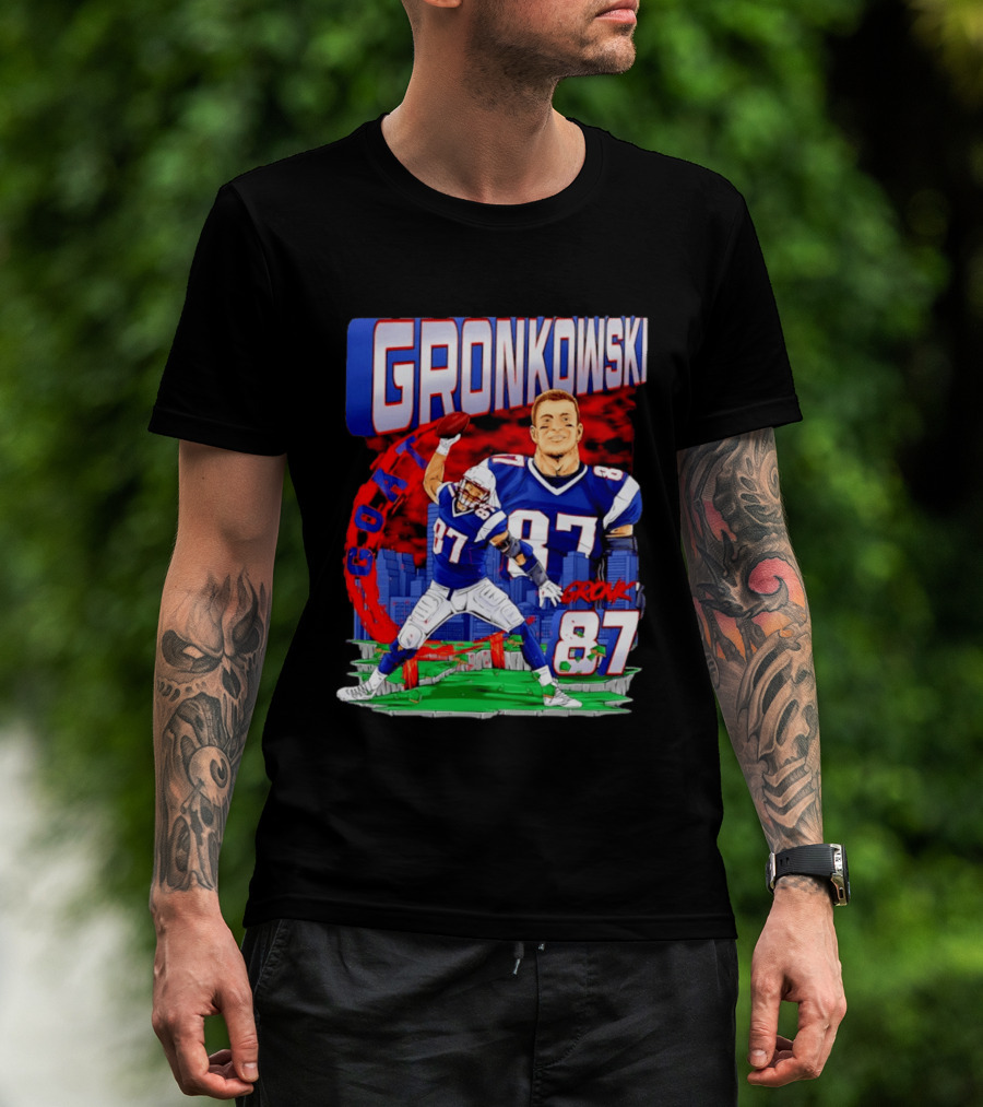 Gronkowski Goat 87 Football Player Tight End Action T-Shirt