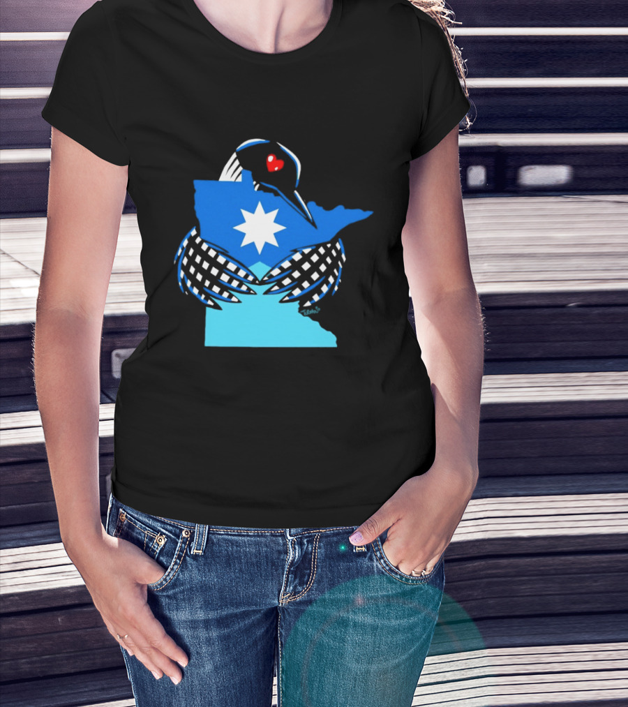Loon I Love Minnesota Star Symbol Blue T-Shirt