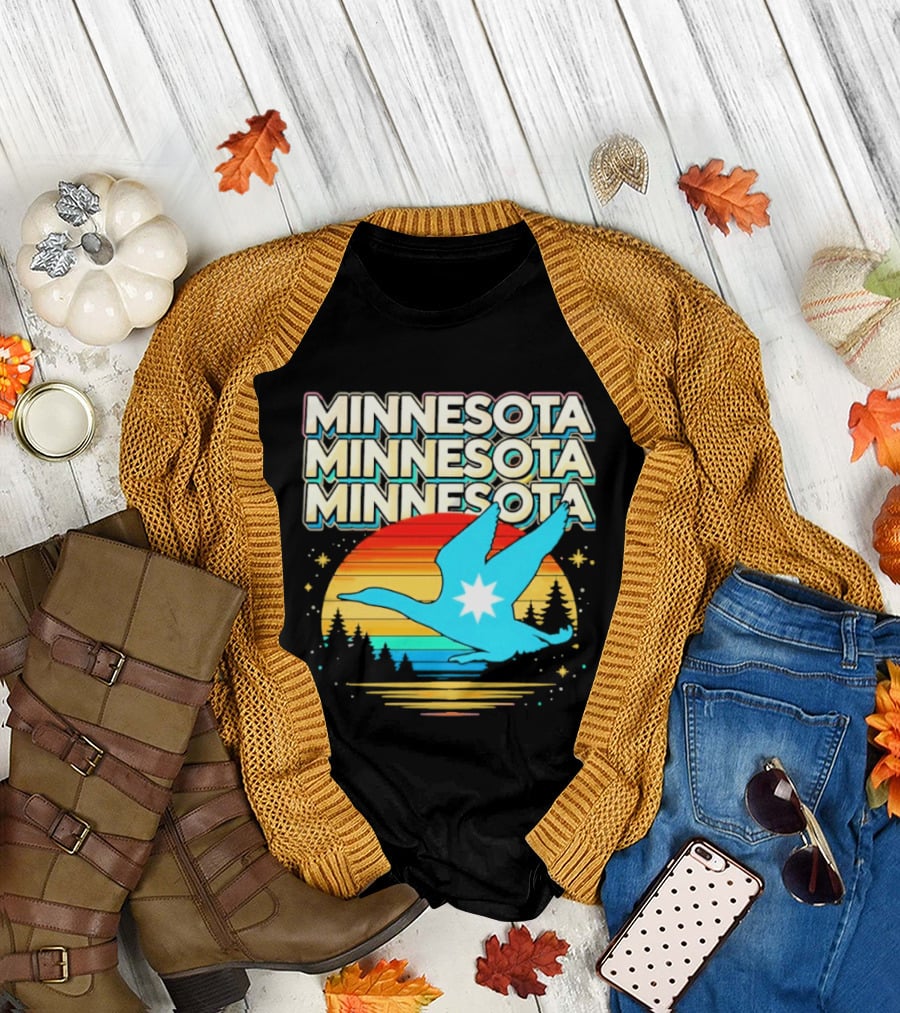 MINNESOTA Resistance 2026 Goose Sunset Forest Scene T-Shirt